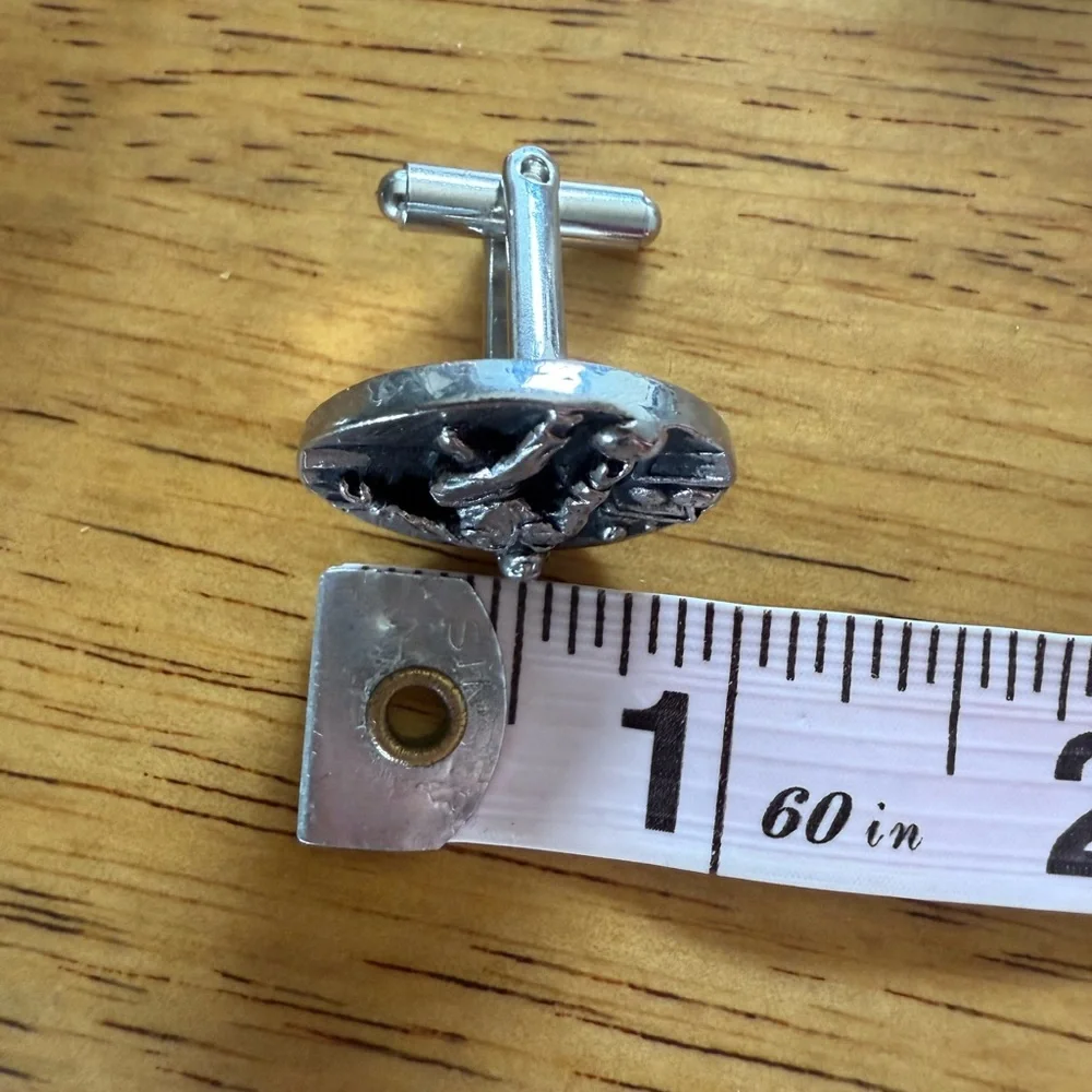 Lot of Vintage Cuff Links‎ & Tie Clips Silver Color Bowling Military Special